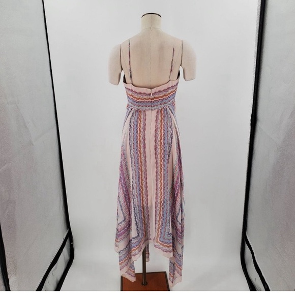 BCBGMaxazria Womens Dress Sleeveless Hankerchief Blue Pink Size Medium - Picture 2 of 9